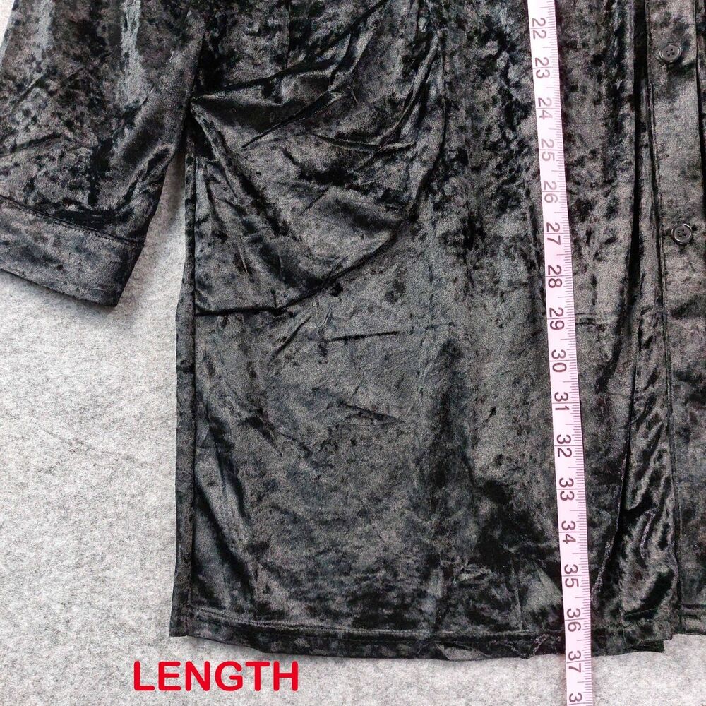 Origami by Vivien XXL Black Crushed Velvet Duster Jacket Coat Shacket Goth Chic - Picture 5 of 9